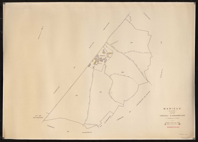 Plan du cadastre rénové - Marieux : tableau d'assemblage (TA)