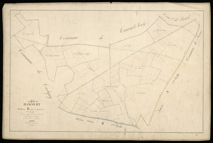 Plan du cadastre napoléonien - Hancourt : Quarante (Les), B1