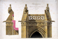 Cathédrale d'Amiens. Balustrade et contreforts du chevet à la hauteur des galeries basses