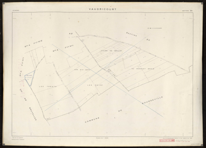 Plan du cadastre rénové - Vaudricourt : section ZA