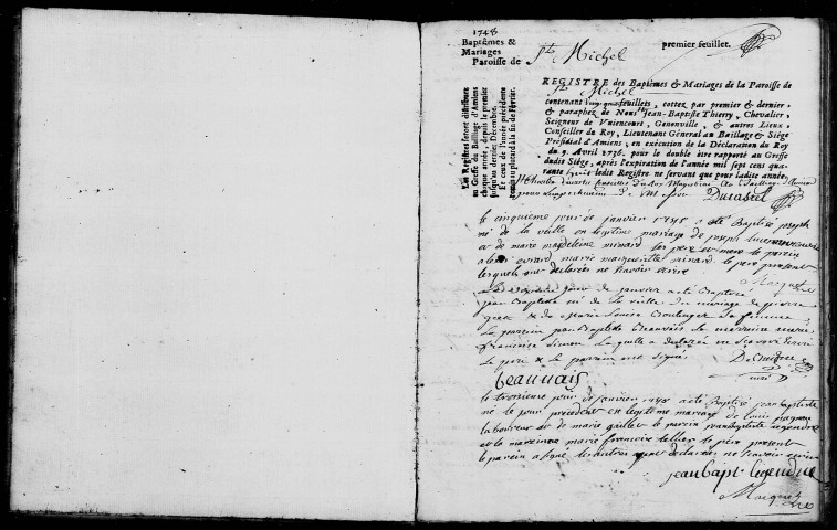 Amiens (Saint-Michel) : baptêmes, mariages, sépultures