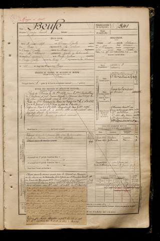Beufe, Georges Ernest, né le 04 mai 1871 à Cerisy (Somme), classe 1891, matricule n° 341, Bureau de recrutement de Péronne