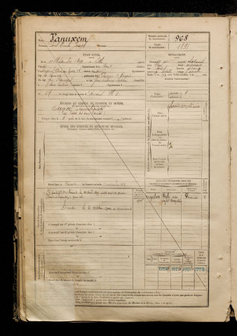 Vanuxem, Paul Emile Joseph, né le 11 décembre 1871 à Lille (Nord), classe 1891, matricule n° 968, Bureau de recrutement d'Amiens