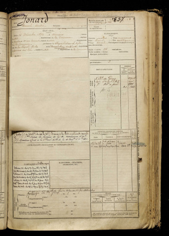 Jonard, Marcel André, né le 15 décembre 1894 à Amiens (Somme), classe 1914, matricule n° 837, Bureau de recrutement d'Amiens