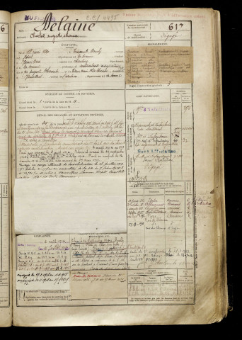 Delaine, Charles Auguste Athanase, né le 18 mai 1890 à Tincourt-Boucly (Somme), classe 1910, matricule n° 617, Bureau de recrutement de Péronne