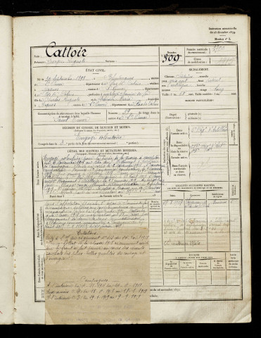 Cattoir, Georges Auguste, né le 30 septembre 1898 à Blendecques (Pas-de-Calais), classe 1918, matricule n° 1700, Bureau de recrutement d'Amiens