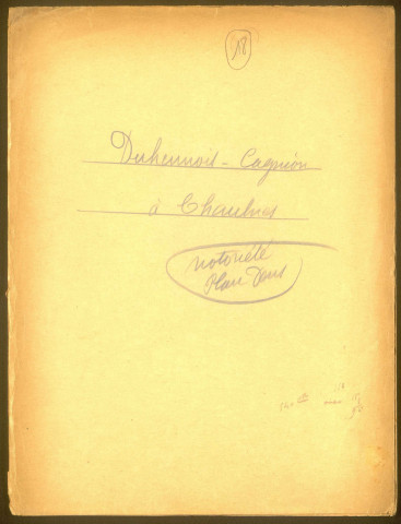 Chaulnes. Demande d'indemnisation des dommages de guerre : dossier Duhennois-Cagnion