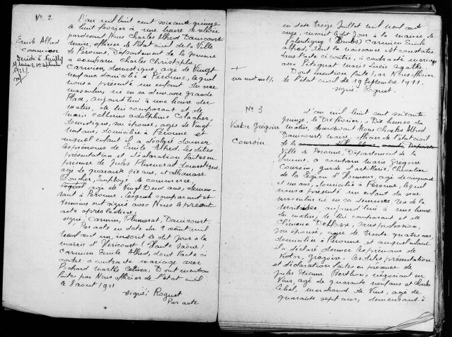 Péronne : naissances, mariages (registres reconstitués)