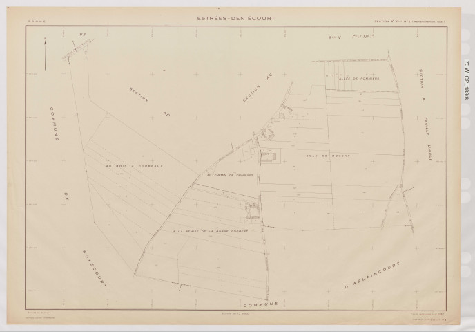 Plan du cadastre rénové - Estrées-Deniécourt : section V2