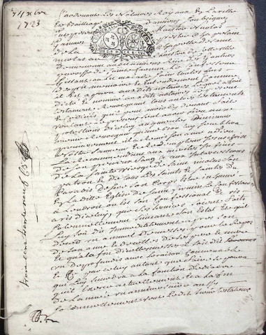 Etude de Me Adrien Dehen à Amiens (étude n°24). Minutes de l'année 1723