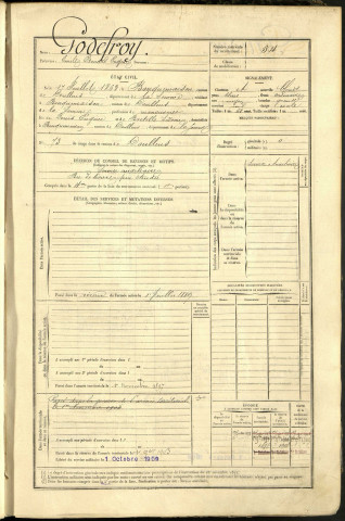 Godefroy, Emile Edouard Eugène, né le 17 juillet 1863 à Bouquemaison (Somme, France), classe 1883, matricule n° 54, Bureau de recrutement d'Abbeville