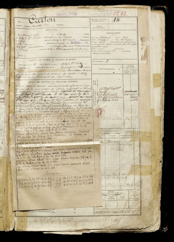Carton, Jean Baptiste Elie, né le 26 avril 1893 à Long (Somme), classe 1913, matricule n° 1543, Bureau de recrutement d'Abbeville