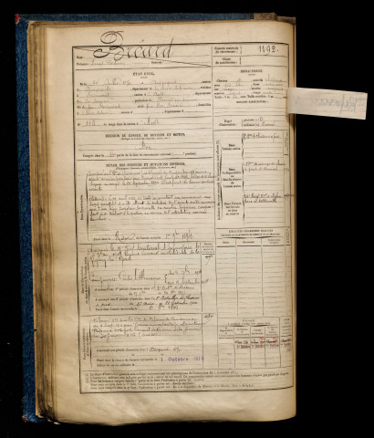 Bréard, Louis Urbain, né le 24 juillet 1870 à Auppegard (Seine-Maritime), classe 1890, matricule n° 1192, Bureau de recrutement d'Abbeville