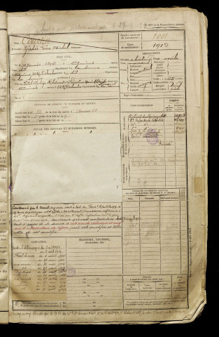 Courtin, Zéphir Léon Michel, né le 11 janvier 1896 à Amiens (Somme), classe 1916, matricule n° 1001, Bureau de recrutement d'Amiens