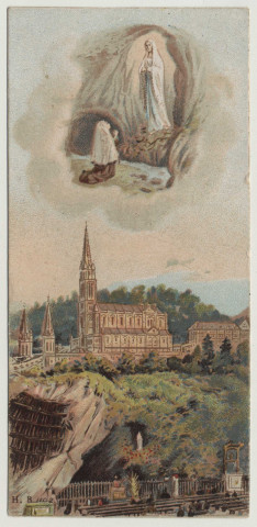 Basilique et grotte de Lourdes. Dates des 18 apparitions et paroles de la Sainte-Vierge