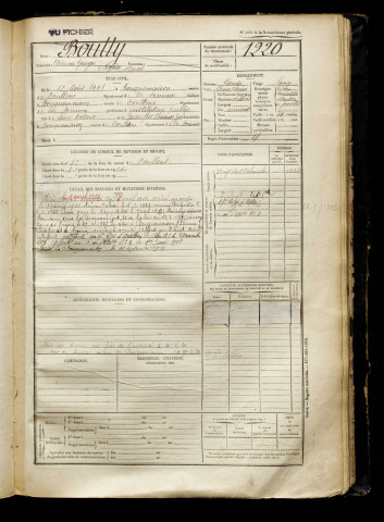 Boully, Etienne Georges Origène Marcel, né le 12 août 1901 à Bouquemaison (Somme), classe 1921, matricule n° 1220, Bureau de recrutement d'Abbeville