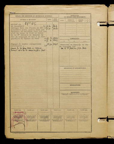 Mepuis, Adolphe, né le 30 septembre 1886 à Assevillers (Somme), classe 1906, matricule n° 1035, Bureau de recrutement de Péronne