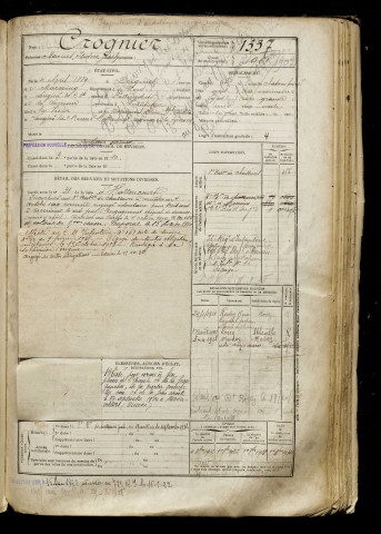 Crognier, Marius Isidore Joseph, né le 04 avril 1889 à Doignies (Nord), classe 1909, matricule n° 1337, Bureau de recrutement d'Abbeville