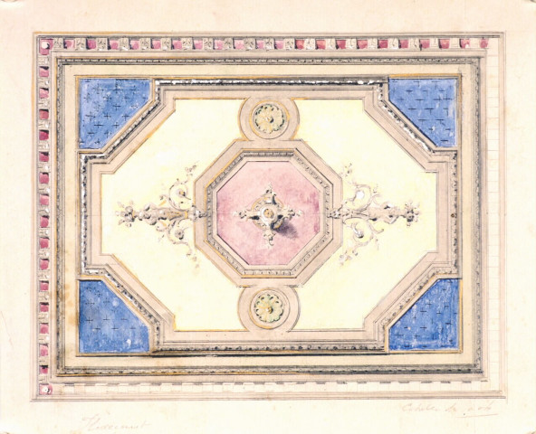 Château de M. Saint : dessin pour un décor de plafond par l'architecte Delefortrie