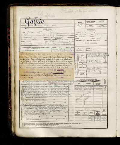 Galpin, Louis Edmond Désiré, né le 19 février 1898 à Vibraye (Sarthe), classe 1918, matricule n° 1114, Bureau de recrutement d'Amiens