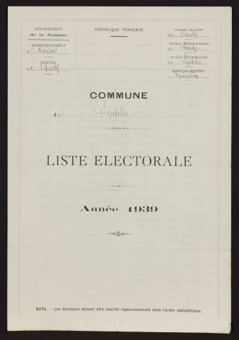 Liste électorale : Sentelie