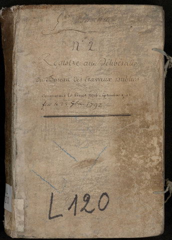 Délibérations et arrêtés du 5e bureau (Travaux publics) : 29 septembre 1791-23 septembre 1792