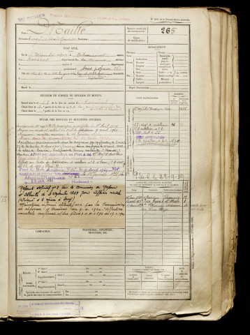 Maille, Eugène Louis Maurice, né le 06 décembre 1901 à Méharicourt (Somme), classe 1921, matricule n° 265, Bureau de recrutement de Péronne