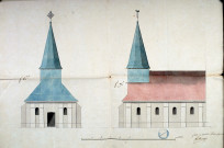 Plan de l'église et du clocher de Revelles