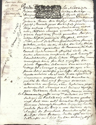 Etude de Me Jean Duval à Amiens (étude n°8). Minutes de l'année 1703