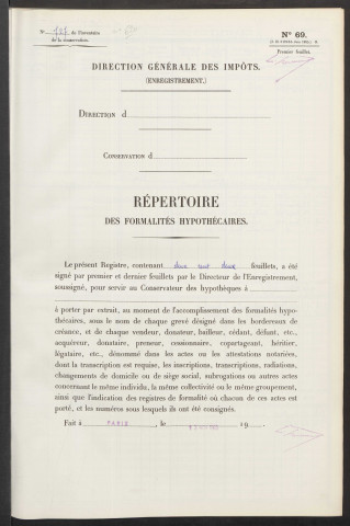 Répertoire des formalités hypothécaires, Registre supplémentaire "refonte du n° 624" (suites de formalités), volume 727 (Conservation des hypothèques d'Amiens)