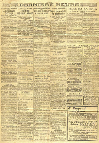 Journal "Le Matin" n° 12.684 du mardi 19 novembre 1918