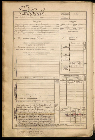 Thibault, Achille Théothime, né le 20 février 1868 à Berneuil (Somme), classe 1888, matricule n° 232, Bureau de recrutement d'Abbeville