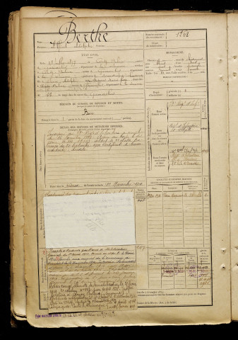 Berthe, Alfred Adolphe, né le 28 juillet 1877 à Cerisy-Buleux (Somme), classe 1897, matricule n° 1262, Bureau de recrutement d'Abbeville
