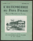 L'Automobile au Pays Picard. Revue de l'Automobile et du Tourisme. Organe officiel de l'Automobile-Club de Picardie et de l'Aisne, 377, septembre 1954