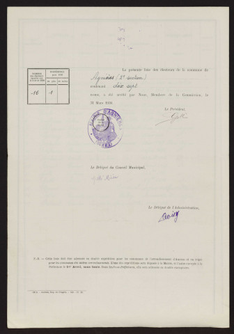 Liste électorale : Hescamps (Agnières), 2ème Section