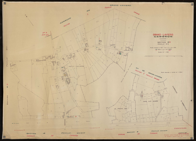 Plan du cadastre rénové - Grand-Laviers : section D2