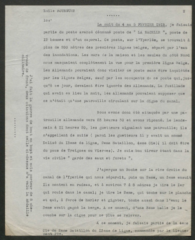 Témoignage de Bourguet, Emile et correspondance avec Jacques Péricard