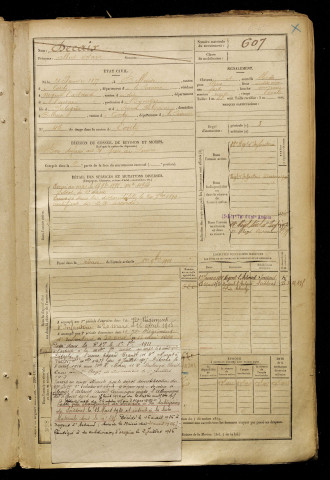 Decaix, Albert Octave, né le 21 janvier 1877 à Belleuse (Somme), classe 1897, matricule n° 607, Bureau de recrutement d'Amiens