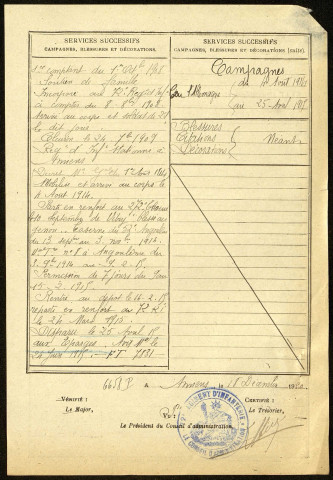 Leblanc, Alcide Eugène Jules, né le 27 juillet 1886 à Grougis (Aisne), classe 1906, matricule n° 941, Bureau de recrutement d'Amiens