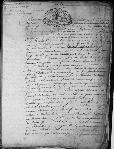 Etude de Me Grégoire Rault à Amiens (étude n°21). Minutes de l'année 1725
