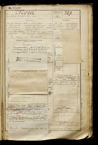 Morel, Louis Adolphe Alfred, né le 11 décembre 1889 à Fienvillers (Somme), classe 1909, matricule n° 389, Bureau de recrutement d'Abbeville