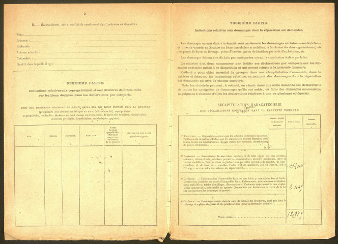 Bray-sur-Somme. Demande d'indemnisation des dommages de guerre : dossier Darras-Raison