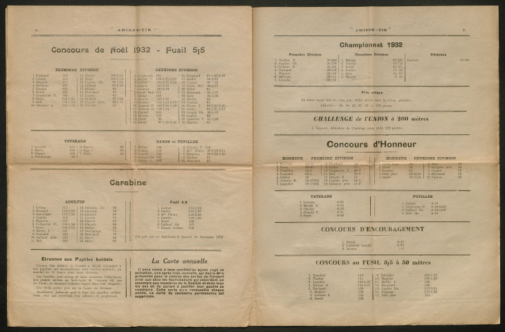 Amiens-tir, organe officiel de l'amicale des anciens sous-officiers, caporaux et soldats d'Amiens, numéro 34 (janvier 1933)