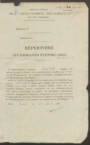 Répertoire des formalités hypothécaires, du 10/09/1886 au 24/05/1887, volume n° 150 (Conservation des hypothèques de Doullens)