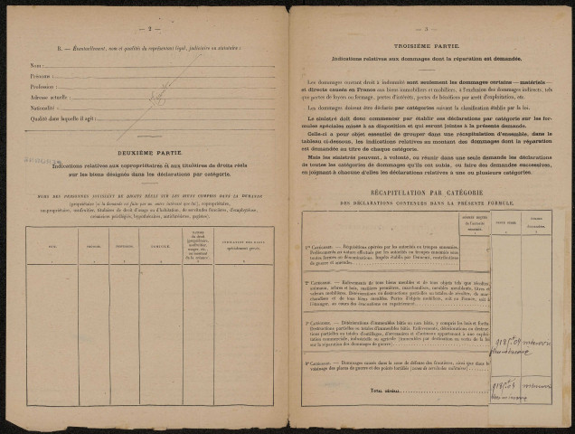 Péronne. Demande d'indemnisation des dommages de guerre : dossier Bédu