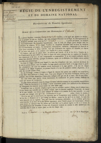 Répertoire des formalités hypothécaires, du 26 floréal an VII au 5 vendémiaire an XI, registre n° 14 (Abbeville)