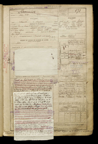 Bonnier, Louis Victor, né le 11 mars 1882 à Amiens (Somme), classe 1902, matricule n° 673, Bureau de recrutement d'Amiens