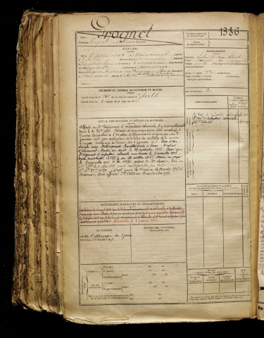 Grognet, Cyril Arthur, né le 06 juin 1897 à Woincourt (Somme), classe 1917, matricule n° 1386, Bureau de recrutement d'Abbeville