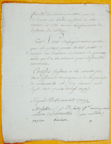 Procès-verbal du serment prêté par les citoyens de la paroisse de Laviéville le 14 juillet 1790