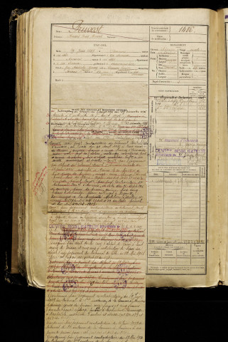 Pruvost, André Paul Henri, né le 29 juin 1897 à Amiens (Somme), classe 1917, matricule n° 1486, Bureau de recrutement d'Amiens